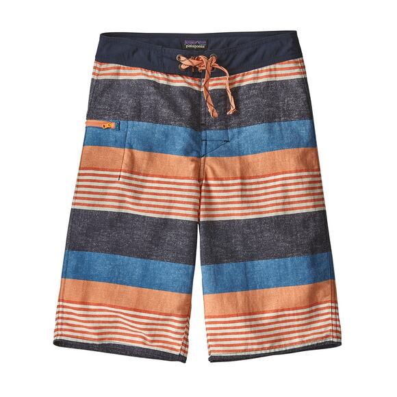 Patagonia Boys' Wavefarer Boardshorts Fitz Stripe Navy Orange - Picture 6 of 6